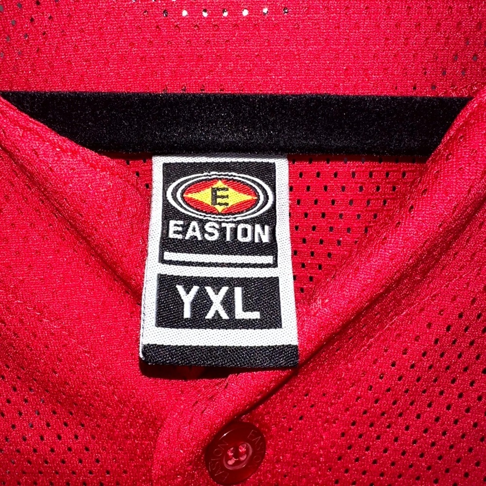 Easton Youth XL (YXL) Red Mesh Baseball Jersey Button Up Team Collection NWT - Picture 6 of 10
